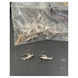 Commercial lot silver tone shark dangle earrings