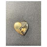 Gold and black heart charm for necklace