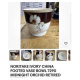 Vintage Noritake footed bowl vase midnight