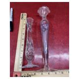 2 glass vases 8 inch and 10 inch  cut glass &
