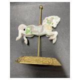 Vintage carousel horse on gold tone stand