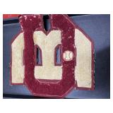 Two Vintage red and gold CB letter jacket patches