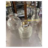 Vintage oil lamp with two different glass tops