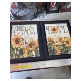 2 sunflower hanging pictures 15x19