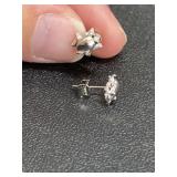 Silver toned frog earrings