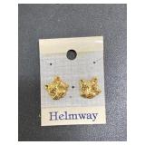 Gold tone tiger/lion earrings