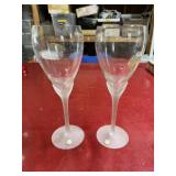 Pair 9.5 inch frosted stem wine glasses Romania