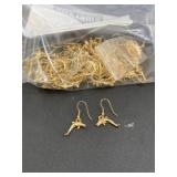 Commercial lot gold tone dolphin dangle earrings