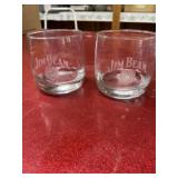 2 Jim Beam 3-inch whiskey glasses