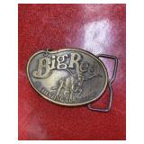 Vintage brass big red belt buckle