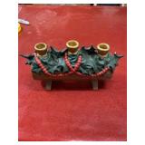 Vintage ceramic Christmas candlestick log with