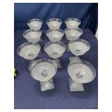 11 English Hobnail glass 5-inch square footed