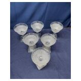 6 English Hobnail glass square footed glasses 3