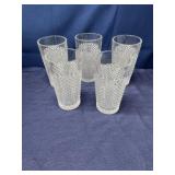 5 English Hobnail glass 5.5-inch water glasses