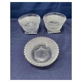 English Hobnail glass small bowls 4 inch diameter