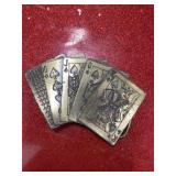 Vintage brass cards belt buckle