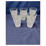 5 English Hobnail glass 4-inch juice glasses