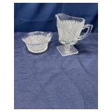 English Hobnail glass Creamer and tea cup