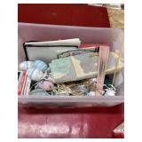 Mixed vintage lot crafts, playing cards, decor