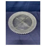 English Hobnail glass 9-inch divided dish
