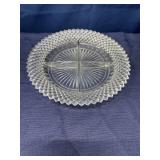 English Hobnail glass 9-inch divided dish