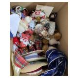 Box full with Christmas decorations and ornaments