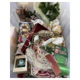 Box full of vintage miscellaneous Christmas decor