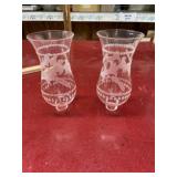 2 etched glass lamp globes about 7 in tall