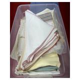 Vintage linens in 8x13x4 tote