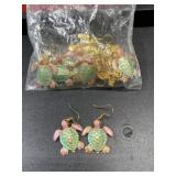 Many multicolored sea turtle earrings