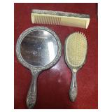 Vintage silver tone vanity set