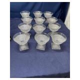 12 English Hobnail glass 3.5-inch square footed