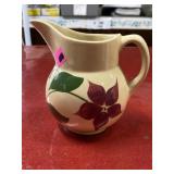 Vintage flower design pottery pitcher