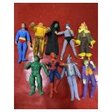 9 vintage action figure toys, some missing parts