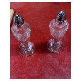 Vintage glass salt and pepper shakers