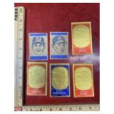 6 vintage baseball trading cards
