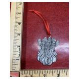 Vintage metal 3 angels singing Christmas ornament