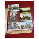 6 vintage post cards with writing