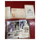 3 vintage ephemeraï¿½s with a box of family photos