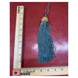Vintage green and gold tone tassel