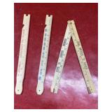 2 wooden oven pusher/puller ruler and 1 wooden