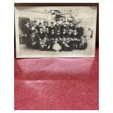 Vintage real photo postcard Navy band on a ship
