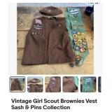 Vintage Girl Scout brownies vest sash & pins