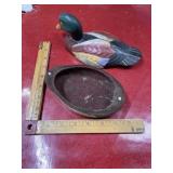 Painted porcelain / ceramic duck box with felt