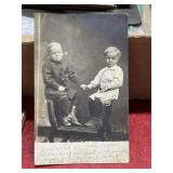 Antique real photo postcard 2 youngsters posted