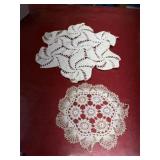 2 vintage doilies 15 inches and 8 inches