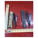 2 vintage straight razors with case