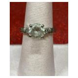 .925 silver ring with clear stones size 7 marked