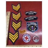 9 Vintage miscellaneous patches with silver tone