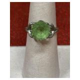 Sterling silver ring with green stone size 6.75